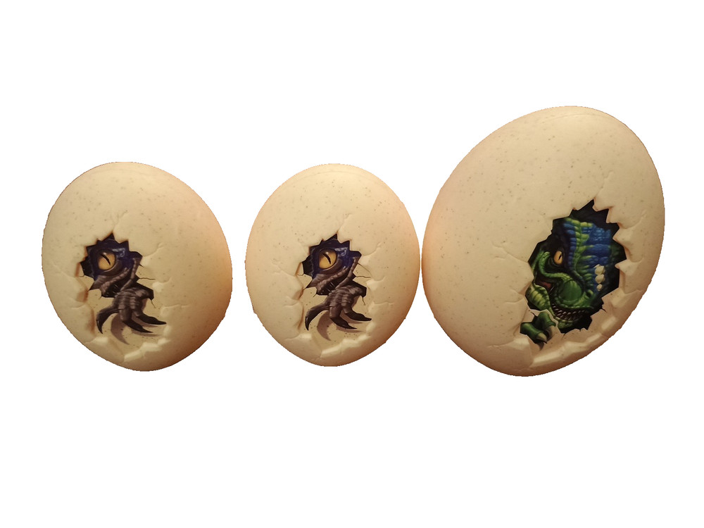 Lot 3 NERF Plastic Dinosaur 2 pc Egg Targets 4" 3.5" 3" sizes FUN!