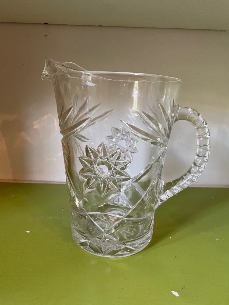 Vintage Crystal Pitcher 8 inches tall