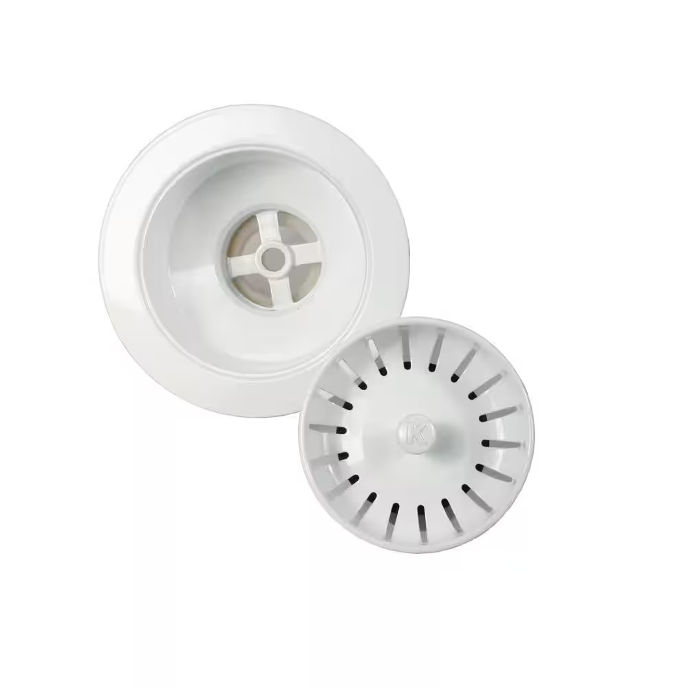 3.5 In. Brass Kitchen Sink Strainer in White
