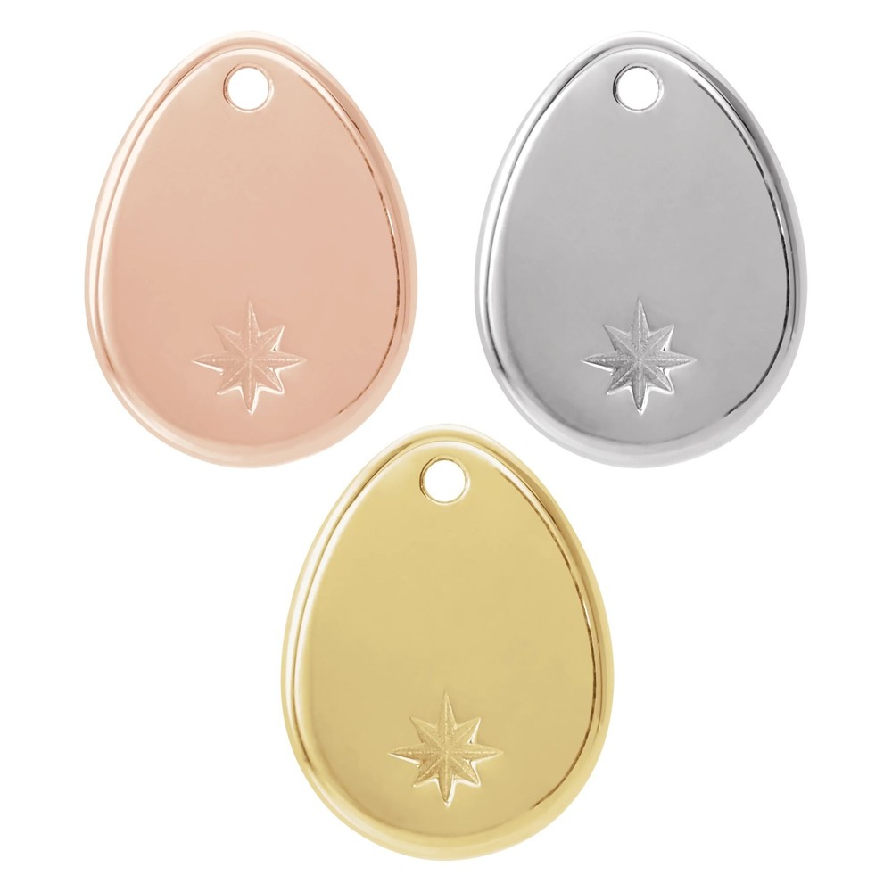 14K 18K Solid Gold, Platinum & Sterling Silver Pear Star Dangle
