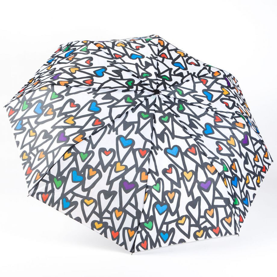 PAPER DESTINY rainbow hearts umbrella NWT