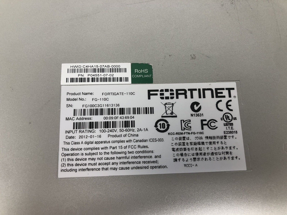 Fortinet FortiGate 110C Firewall Security Appliance FG-110C **READ DESCRIPTION**