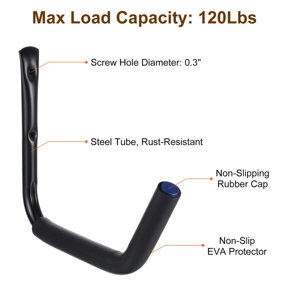 4 PACK 15 Inch Garage Storage Hooks(120Lbs Capacity)