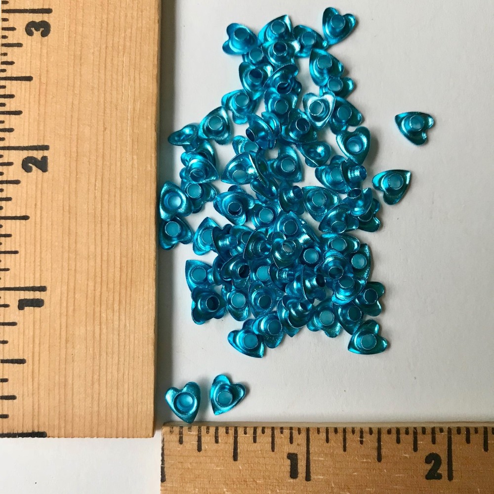 100 Turquoise Heart Shaped Eyelets   -  NEW