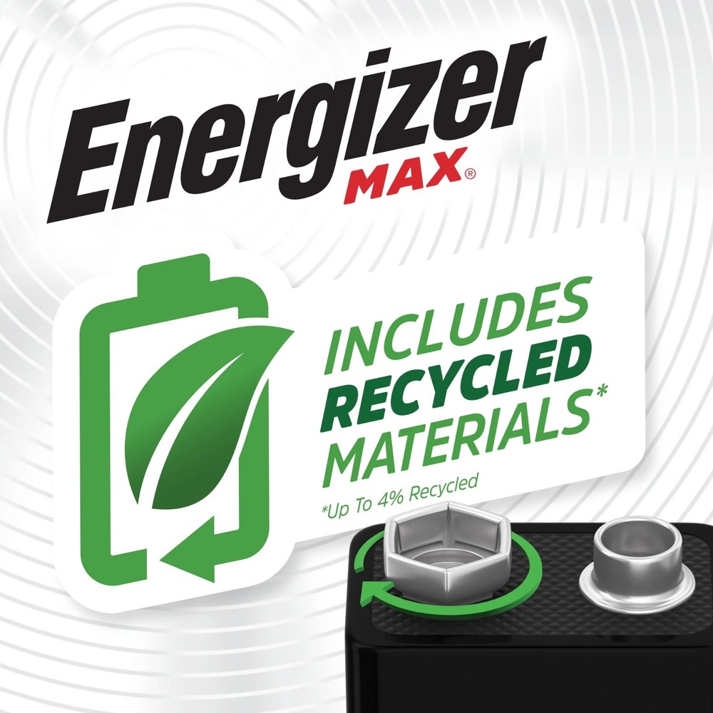 Energizer MAX 9V Batteries (2 Pack), 9 Volt Alkaline Batteries