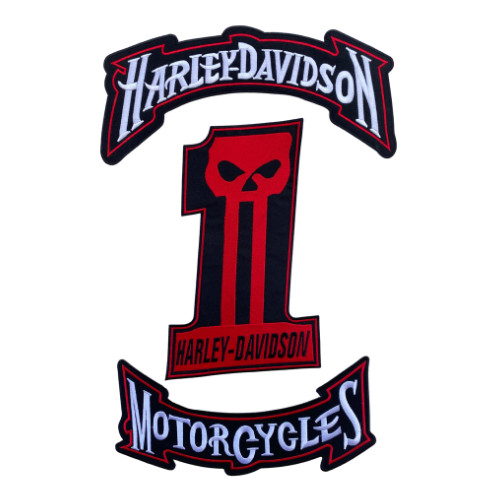 Harley-Davidson 3-Pc No. 1 Skull Back Patch Set