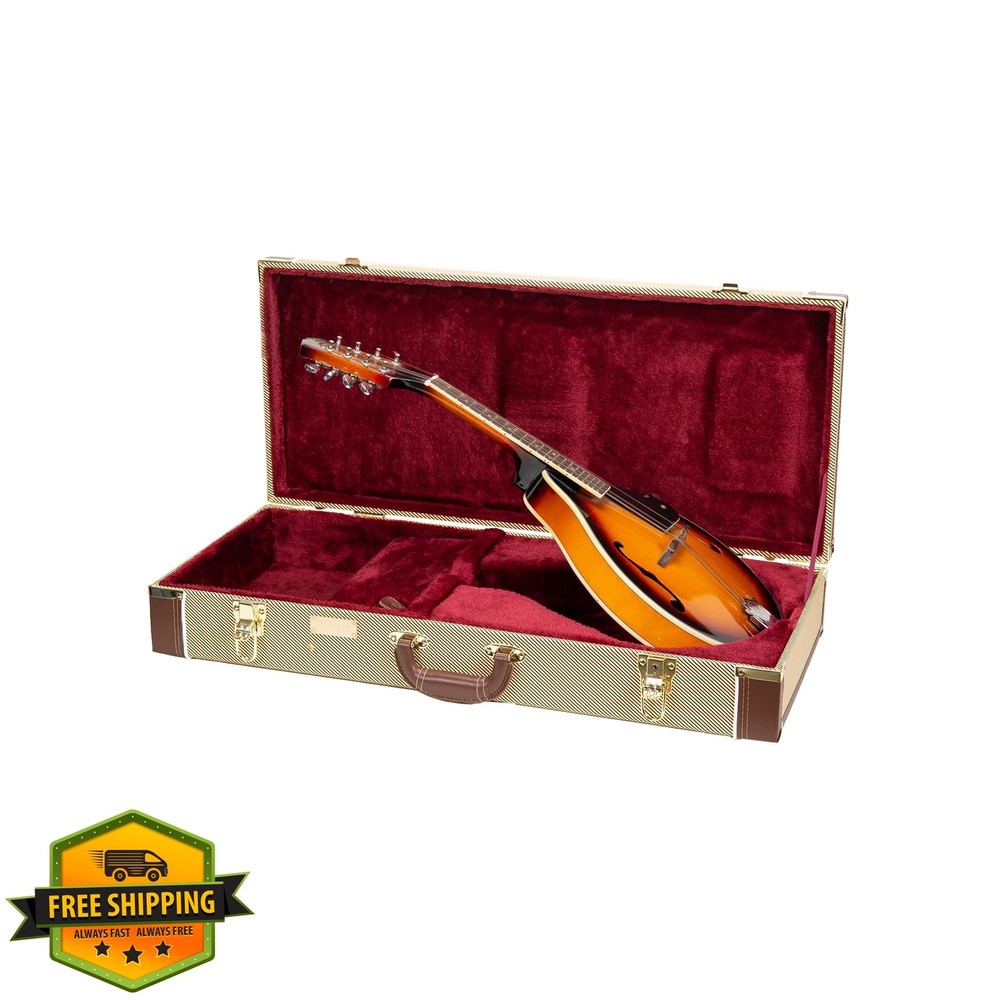 Crossrock A-Style Mandolin Case Tweed Accessory Compartment