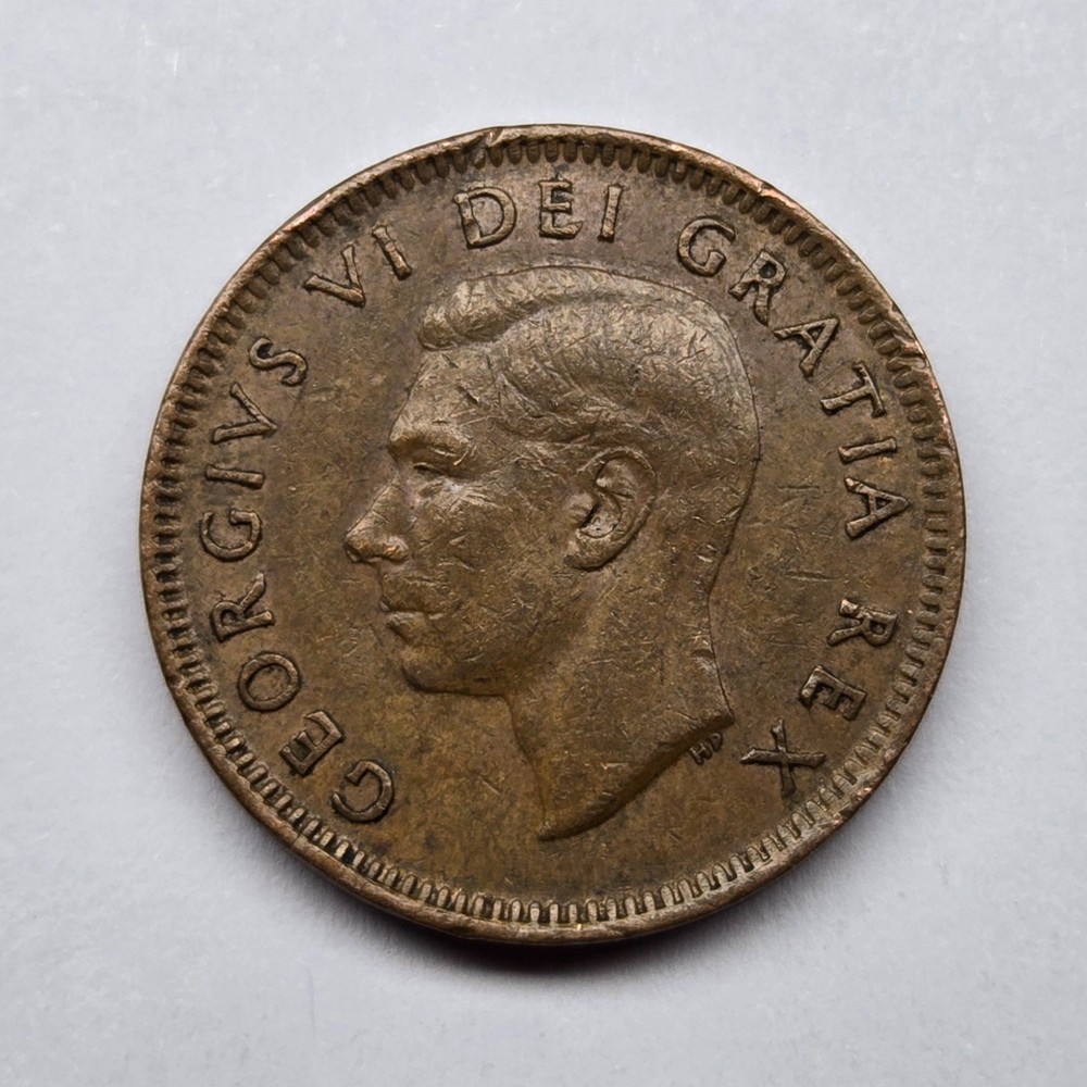 1952 Canada 1 Cent Penny King George VI Maple Leaf KM# 41