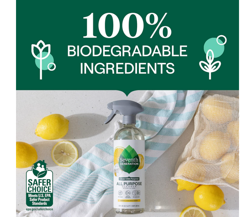 Seventh Generation All Purpose Cleaner, Biodegradable Formula, Free & Clear 23OZ