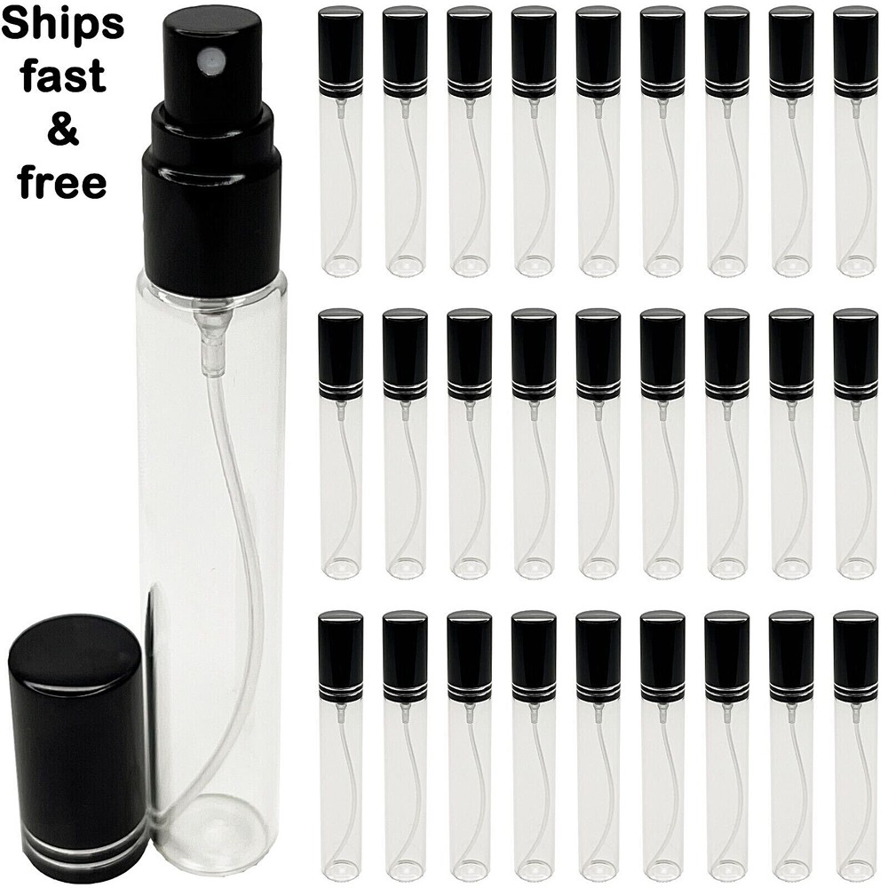 15ml 0.5oz empty perfume glass spray bottles black atomizer lined cap