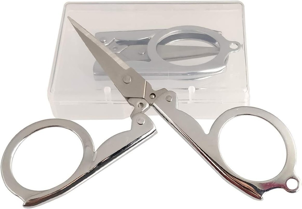 2Pcs Mini Scissors,Foldable Scissors Stainless,Travel for Can Silver