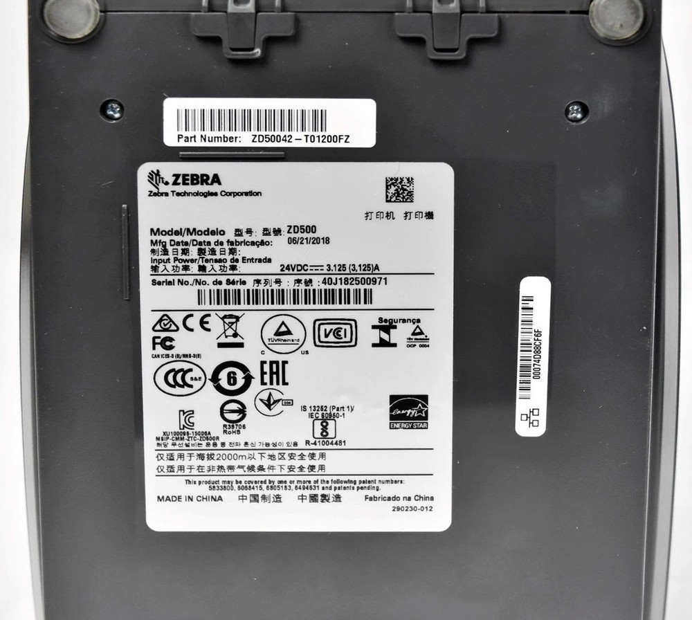 TESTED Zebra ZD500 Thermal Transfer Barcode Label Printer LCD USB LAN Bluetooth