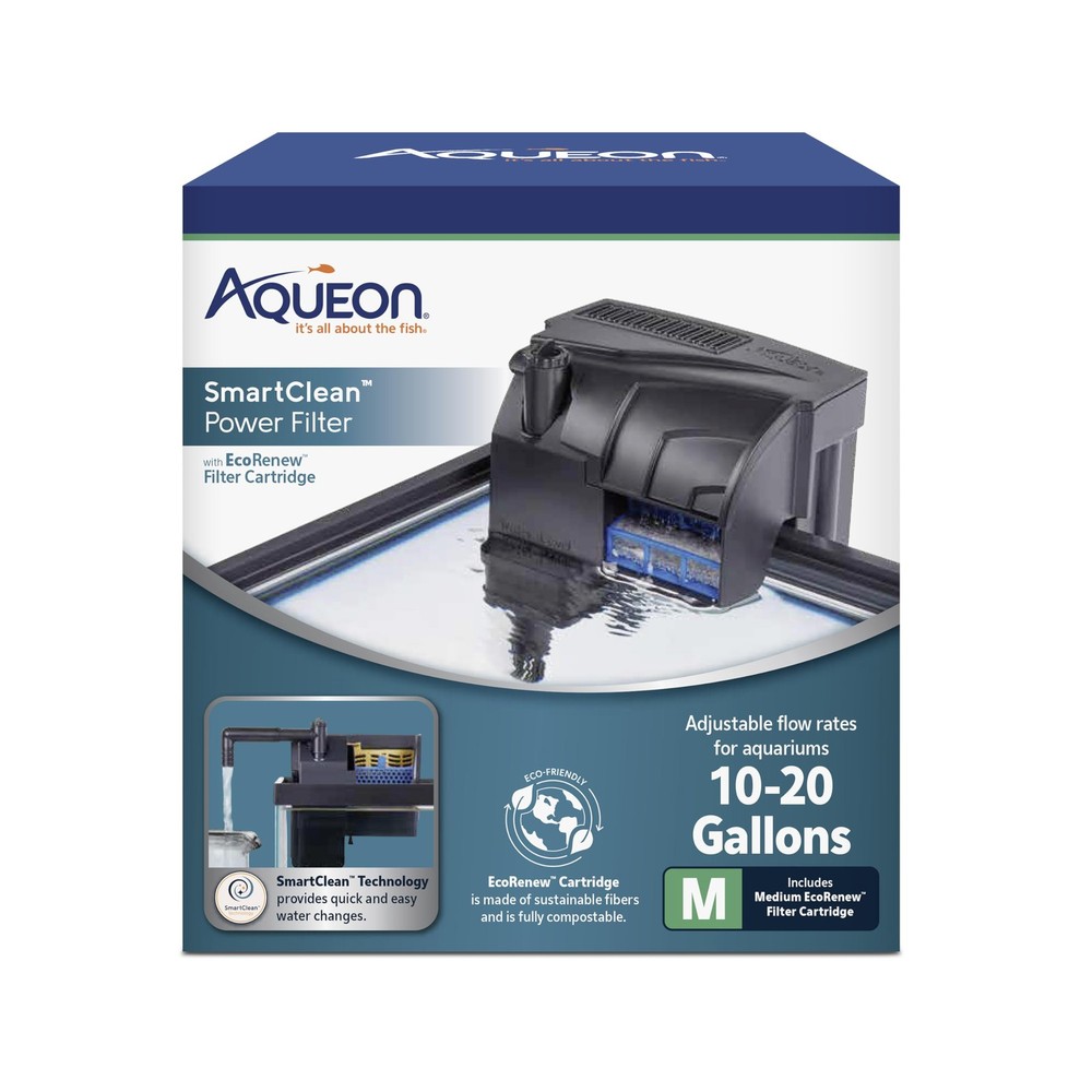 SmartClean Power Filter for 10-20 Gallon Aquariums, Easy Water Changes,