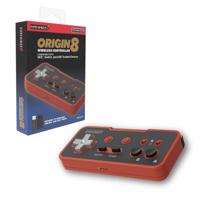 Retro-Bit Origin8 2.4 GHz Wireless Controller for Nintendo NES/Switch/PC -  Red