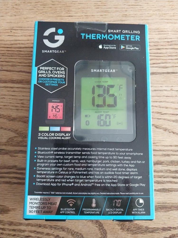 New SMARTGEAR Smart Grilling Bluetooth Wireless Grill Thermometer Android Iphone