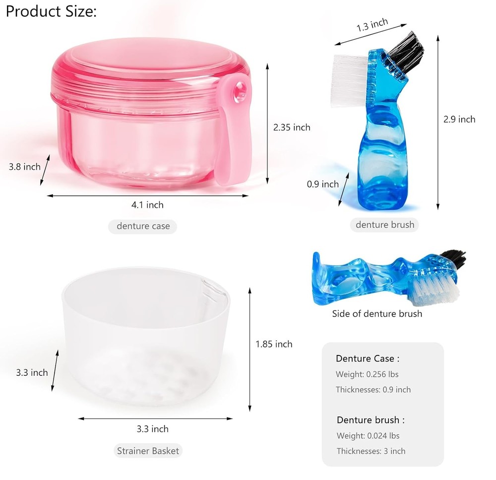 No Leak & Non-Slip Partial Denture Case Retainer Bath Box Cup, Denture Soaking C