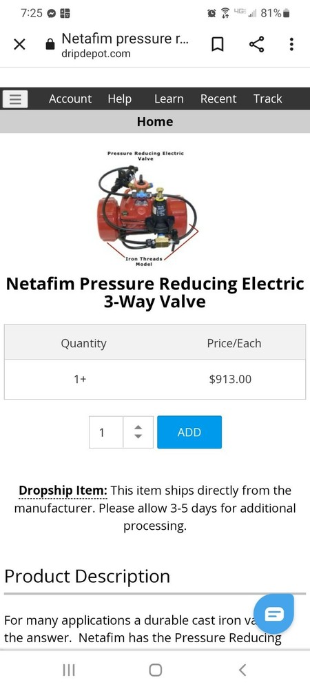 Pressure Reducing Electronic 3 Way Valve