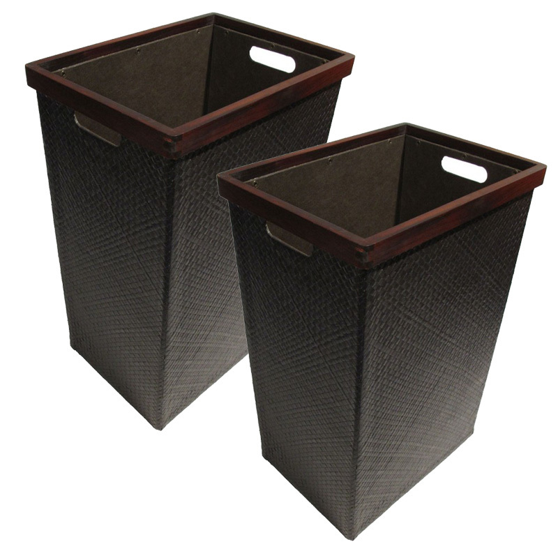 Black Woven Pandan Black Laundry Basket Hamper [2 PACK]