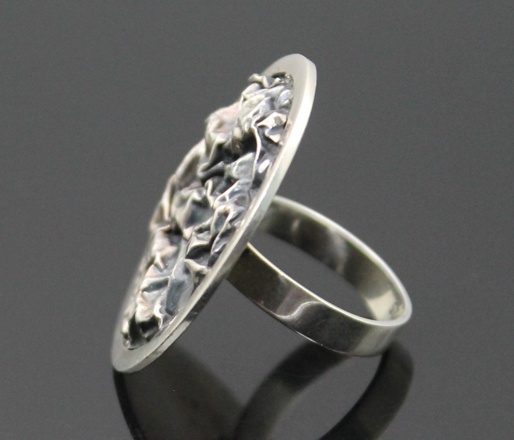 IMPRESSIVE VINTAGE TEXTURED MODERNIST ADJUSTABLE STERLING SILVER RING SIZE 7.5
