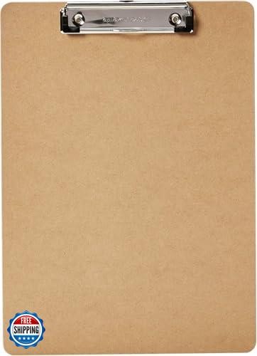 Amazon Basics Hardboard Office Clipboard, 6-Pack, Brown