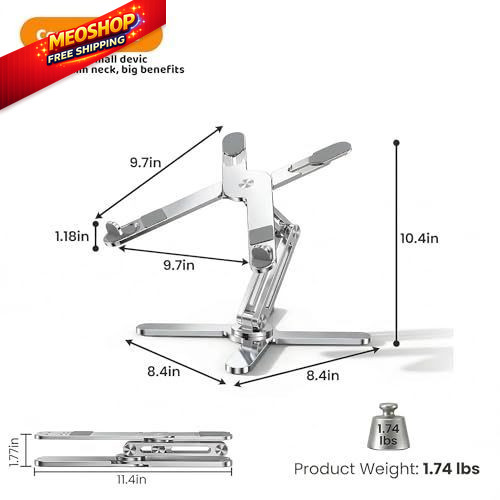 Moallia Laptop Stand with 360 Rotating Base, Computer Notebook Silver
