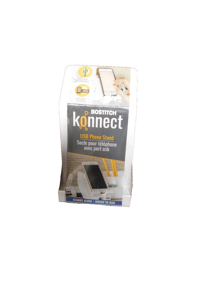Bostitch Konnect Plastic Phone Dock with USB Port White