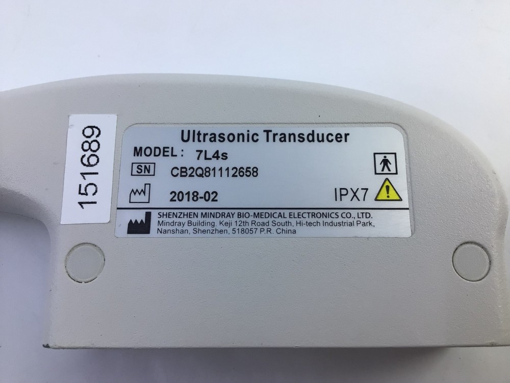 2018 Mindray 7L4s Linear Array Ultrasound Probe