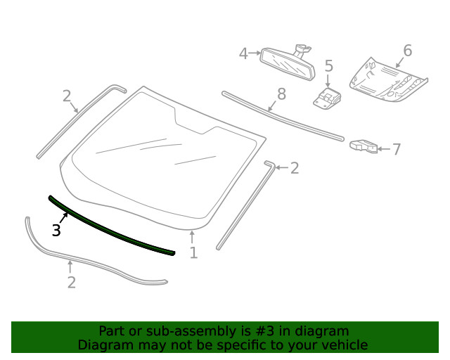 Genuine Honda Windshield Seal 73127-TPG-003