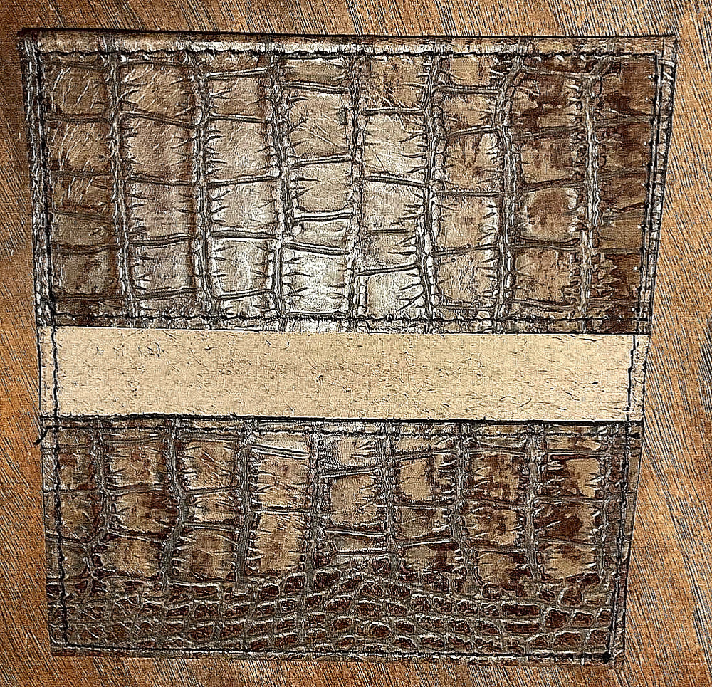 CHOCOLATE REALISTIC CROCODILE EMBOSSED COWHIDE LEATHER CHECKBOOK COVER FR SHIP
