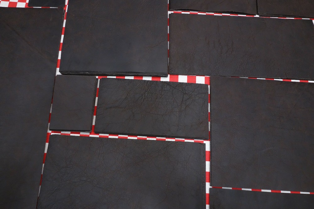 HORWEEN EBONY ROWDY SHRUNKEN BISON 4 oz. LEATHER, UNEVEN BACK TEXTURE, COLOR..
