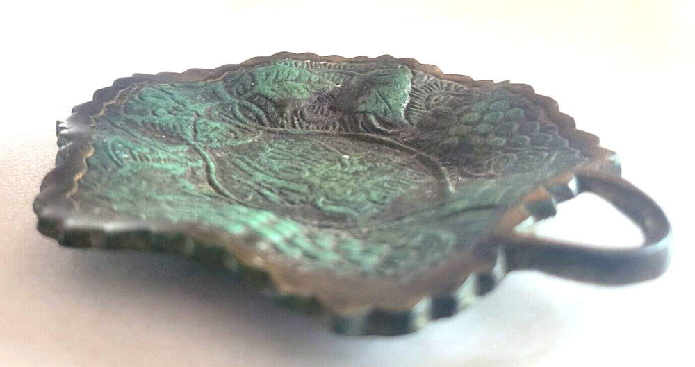 Vintage Solid Brass Holy Land Grape Leaf Dish - Made in Isreal