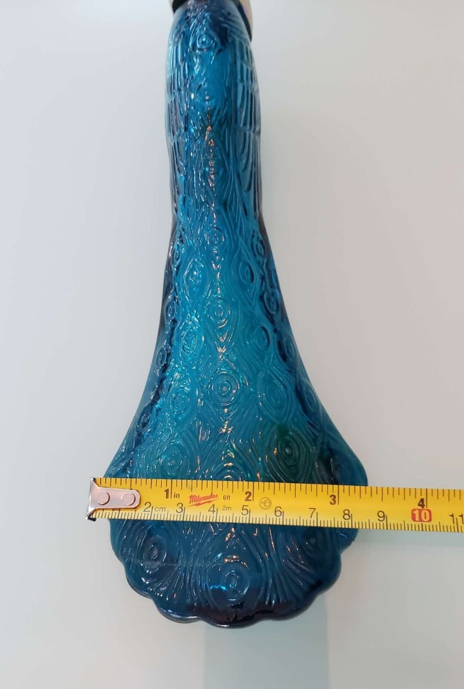 Vintage AVON Patchwork Cologne Peacock Green Tail Perfume Bottle Empty