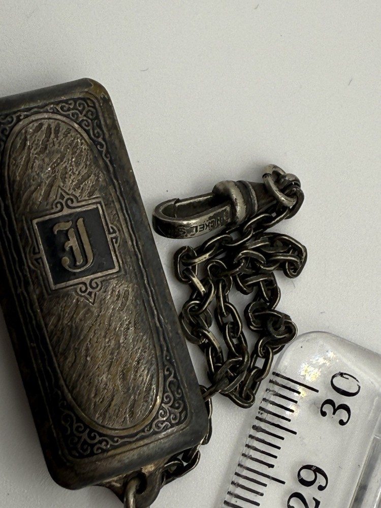 HICKOK Silver Beltogram J Initial Belt Tip Pocket Watch Chain