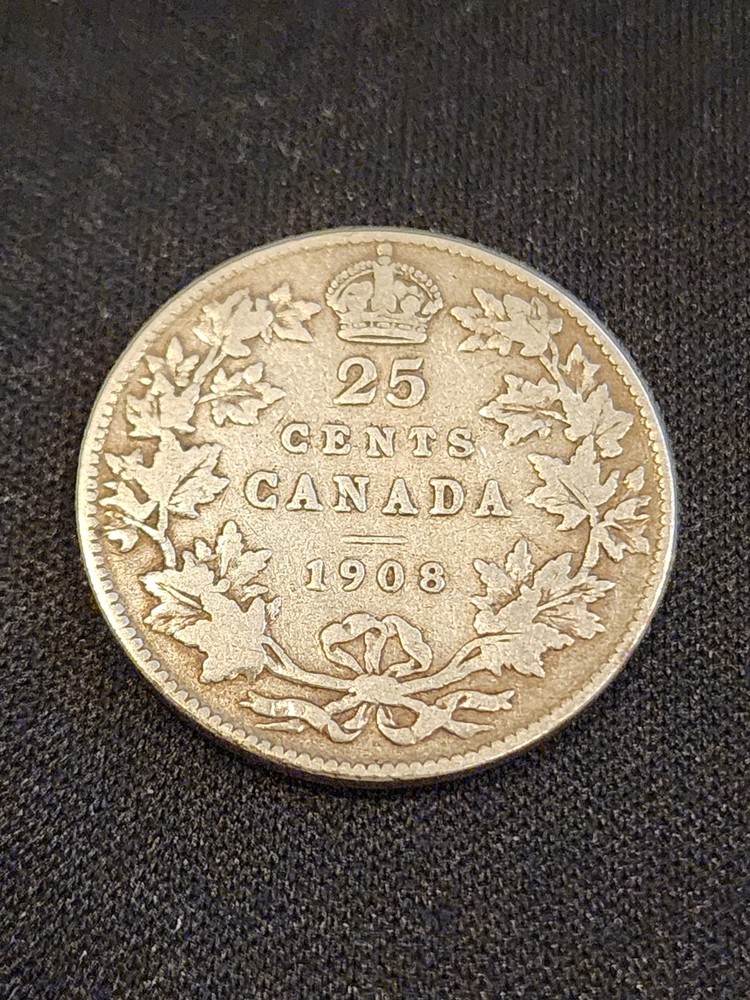 1908 Canada 25 Cents Silver Coin