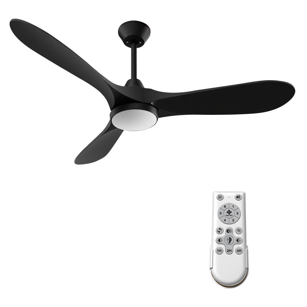 52" Modern Ceiling Fan with Light & Remote, DC Motor, 3 CCT, 6 Speeds