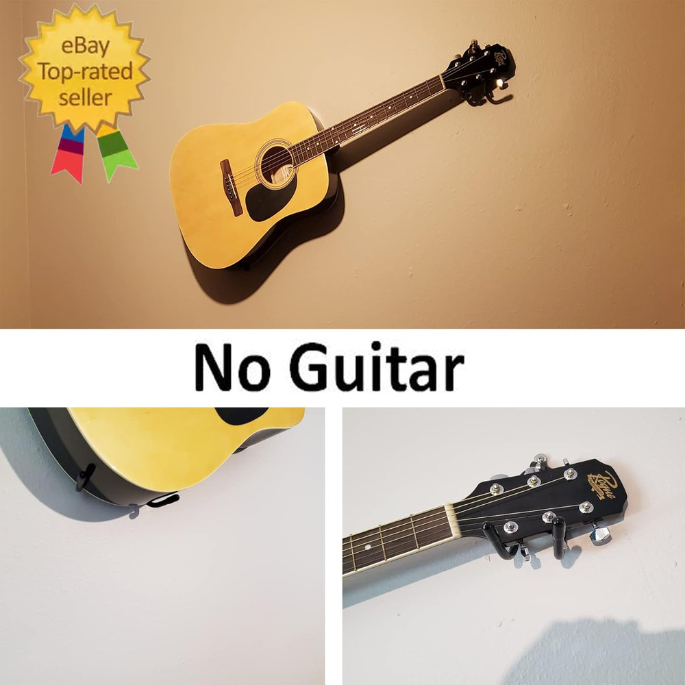 Horizontal Guitar Wall Mount Hanger, 2 Pack Guitar Hanger Wall Hook Holder