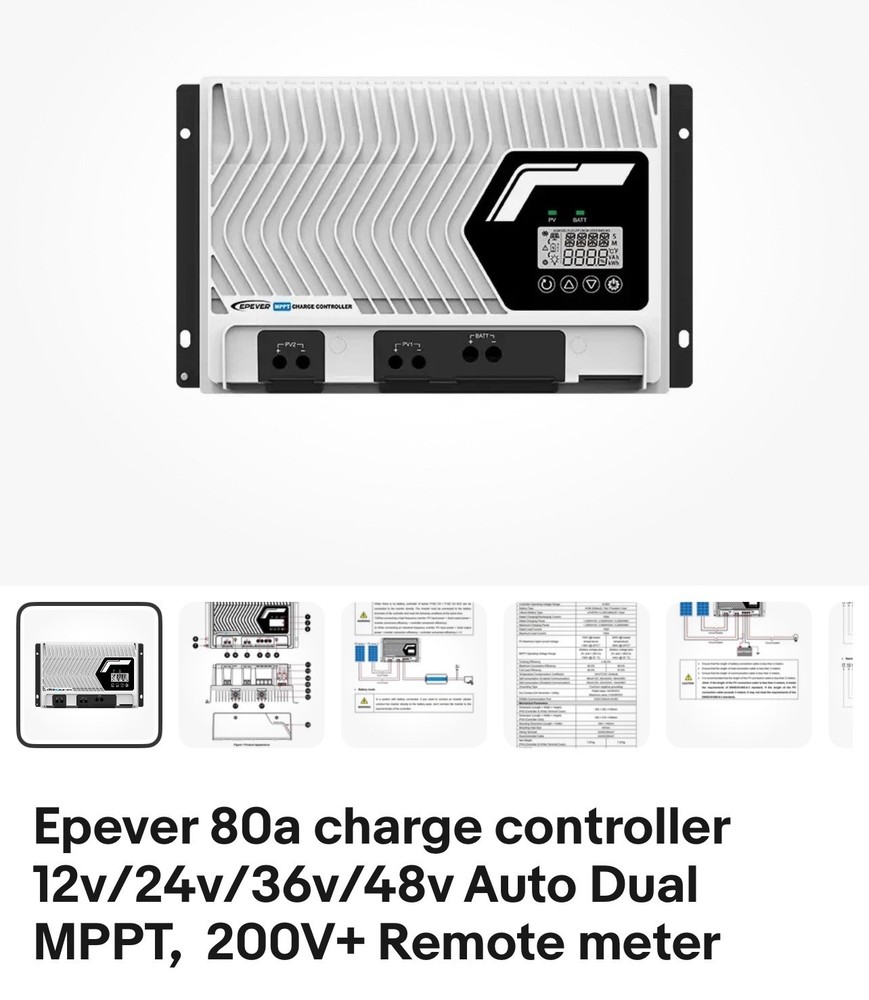Epever 80 Amp Charge Controller w/Remote Meter