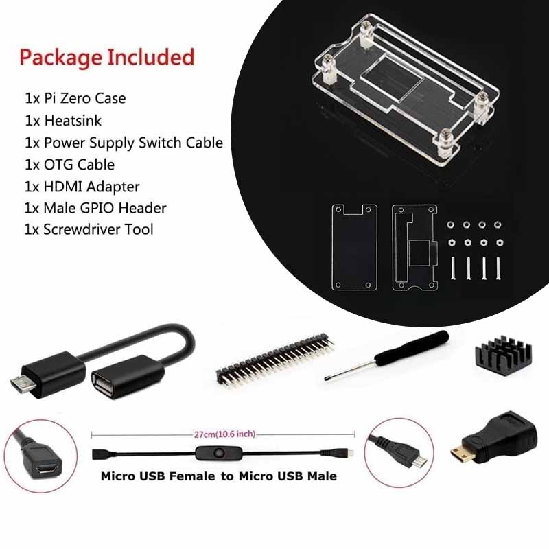 Raspberry Pi Zero 2 W Case Kit with Raspberry Pi Zero 2 W Case Power Supply