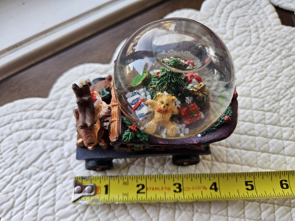 Christmas Globe with Tree & Presents on Train Car/Sleigh.