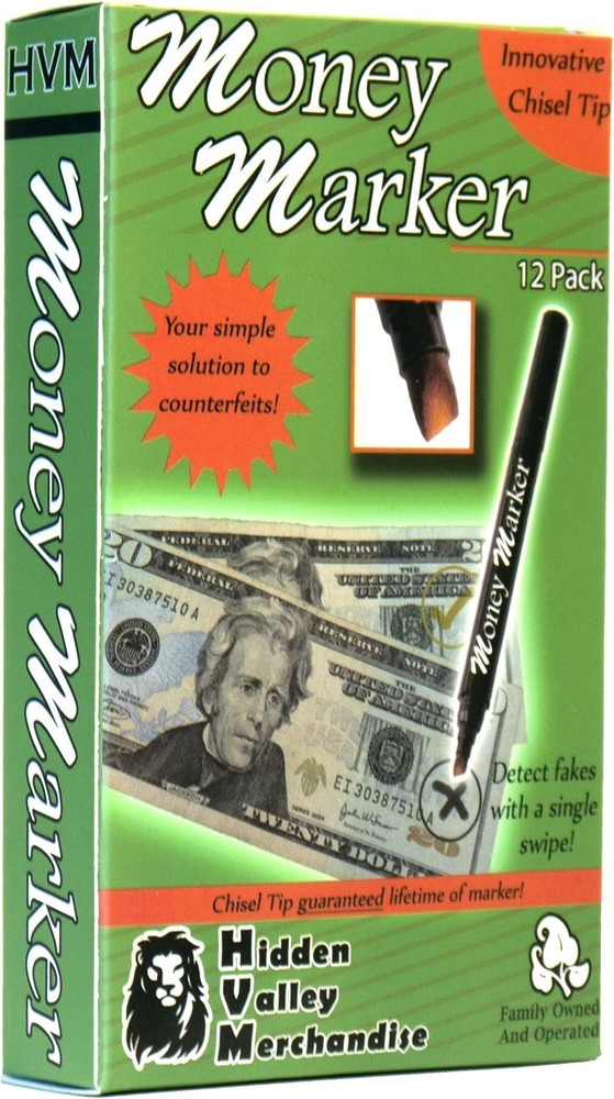 12-Pack Counterfeit Money Detector Pens with Chisel Tip for Instant Verification