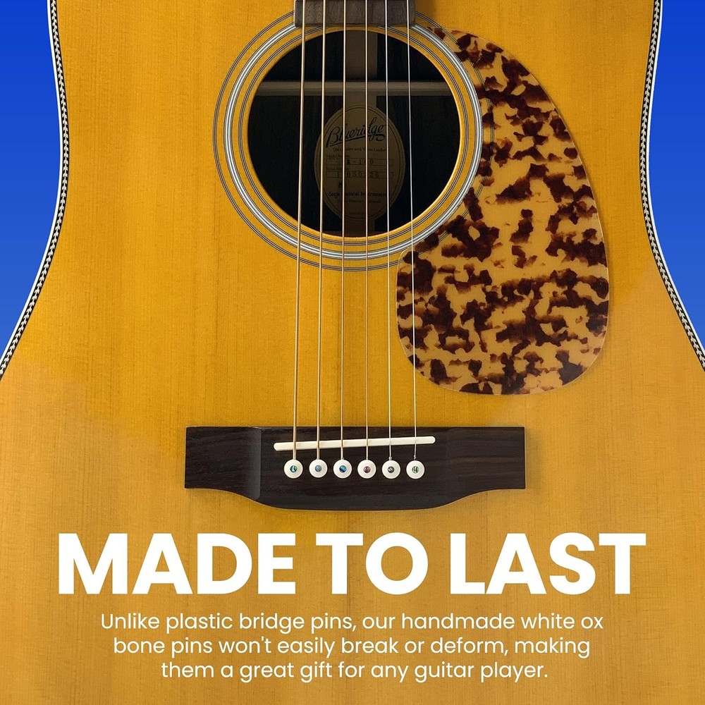 Crosby Slotted Pure Bone Bridge Pins with White - Abalone Dot