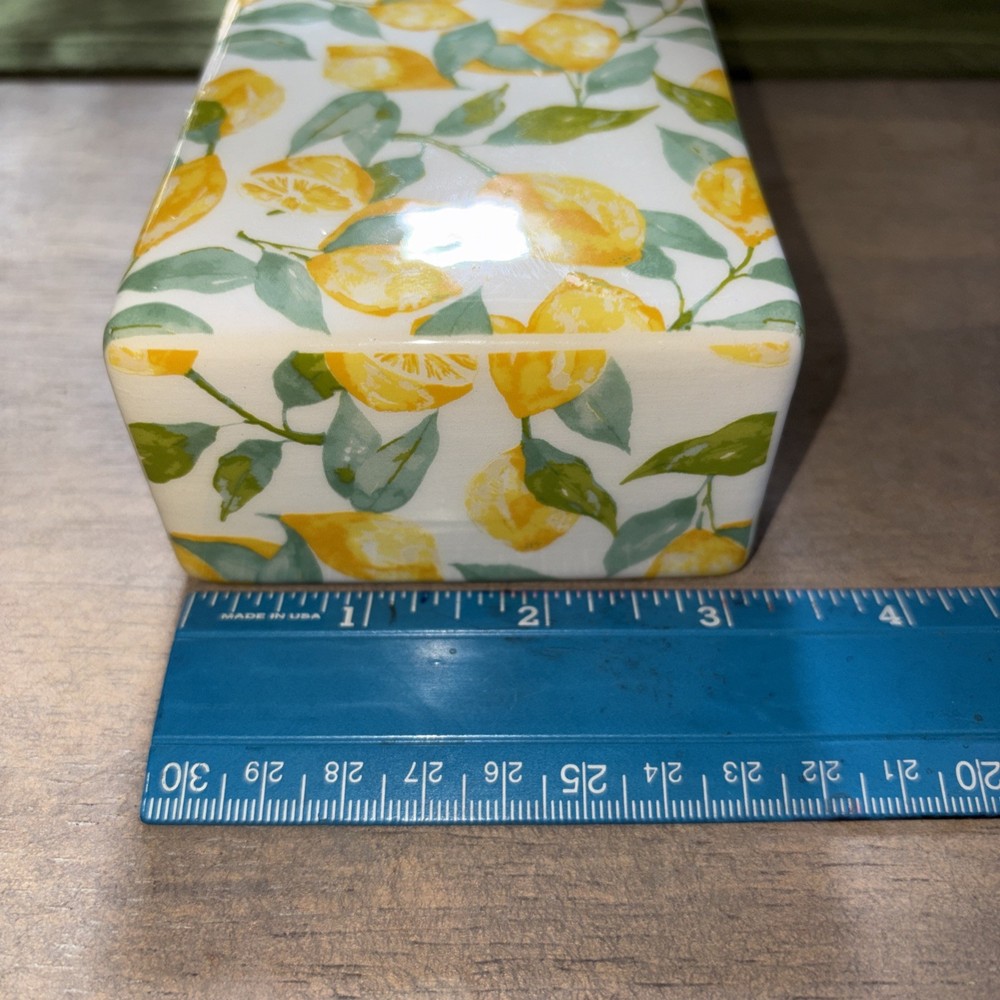 Ceramic Match Box Holder with Lemon Design