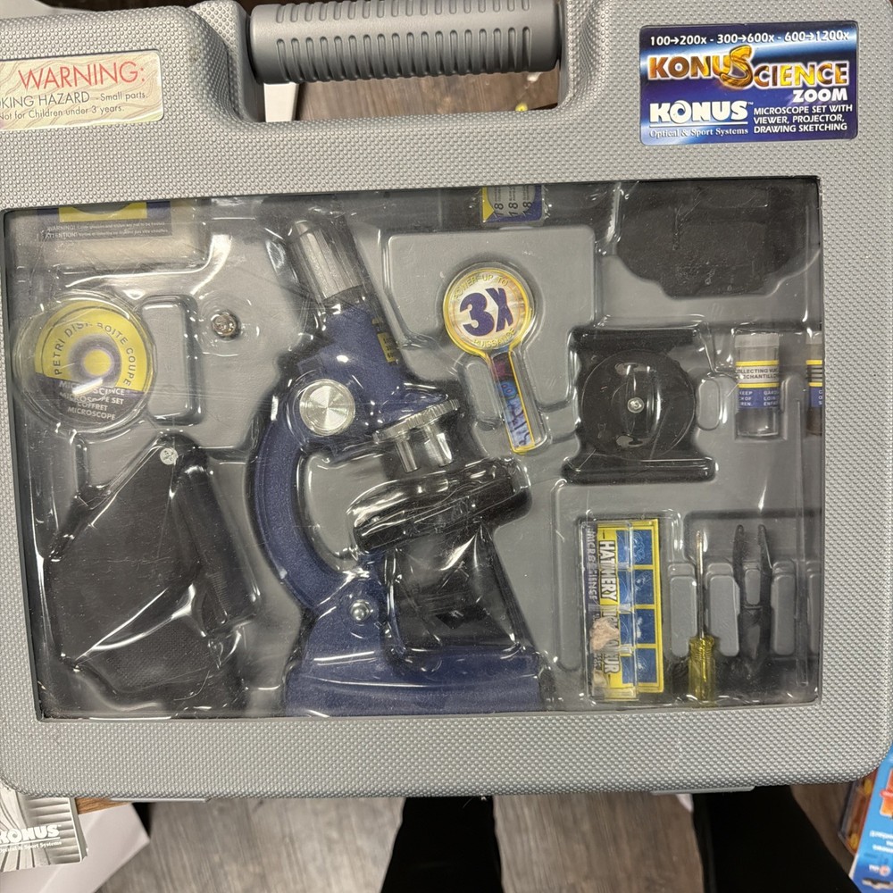 Konus KonuScience Zoom Microscope w/Projector Accessory Kit & Carrying Case NEW