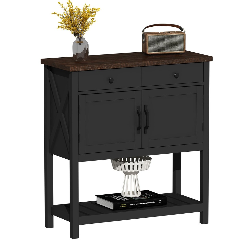 Farmhouse Console Table, Entryway Table with Storage Shelf, Coffee Bar Cabine...