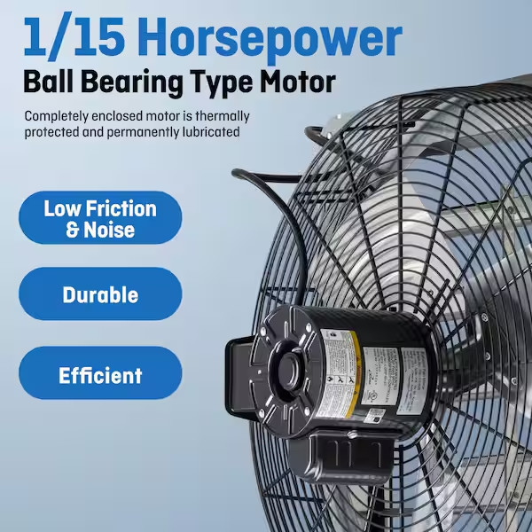 Shutter Exhaust Fan 18" Wall Mounted Automatic Shutter Thermostat Variable Speed