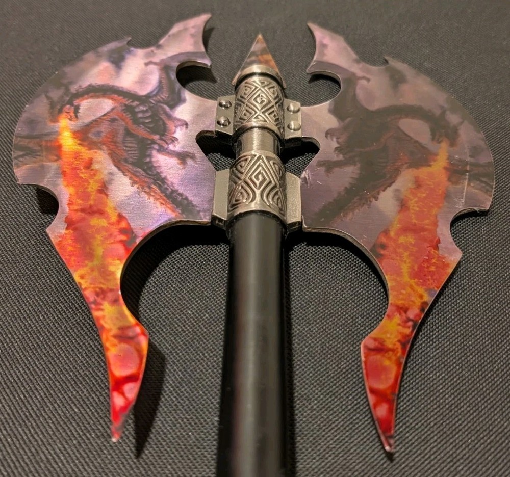 Flame Chaser Double Head Dragon Axe With Plaque