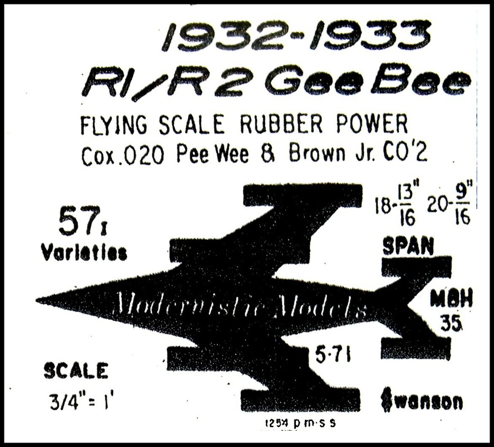 MODERNISTIC MODELS sharp clear plans & Patterns Two GEE BEES R1/R2 1932-1933