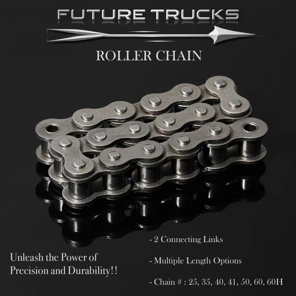 Roller Chain with 2 Connecting Links (Multiple Size and Length Options)