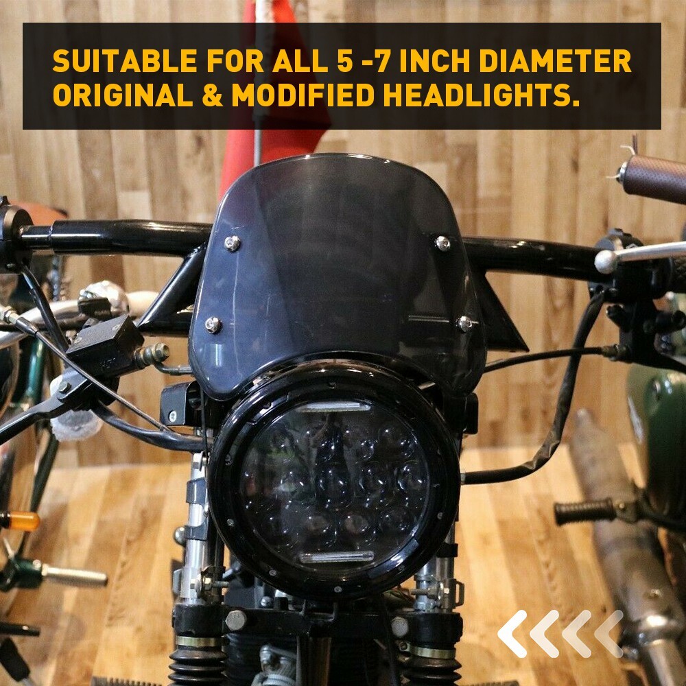 Motorcycle Windshield Front Flyscreen Universal Windscreen w/Mount Bracket 5"-7"