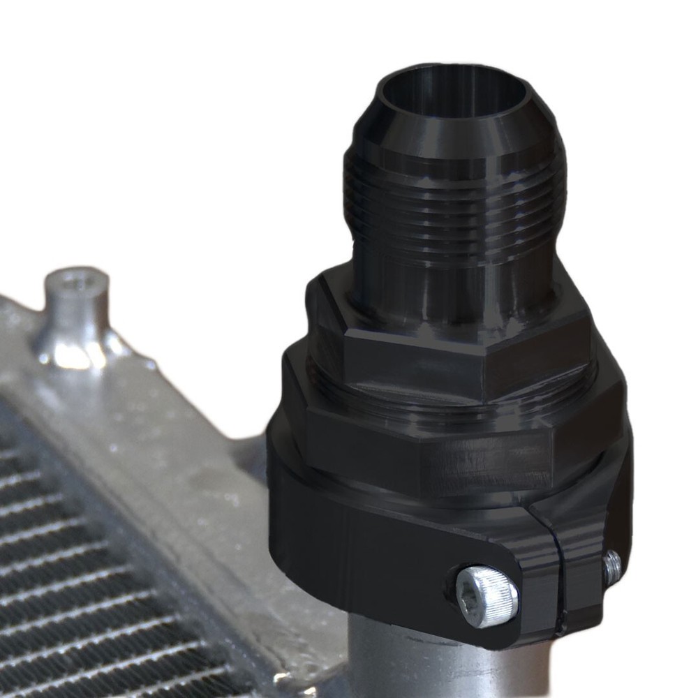 Black Radiator Compression Fitting -16AN; NO WELDING REQUIRED; 1.25" Diameter